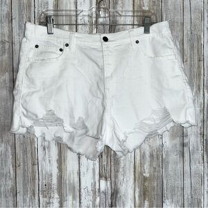 Aerie White Distressed Shorts